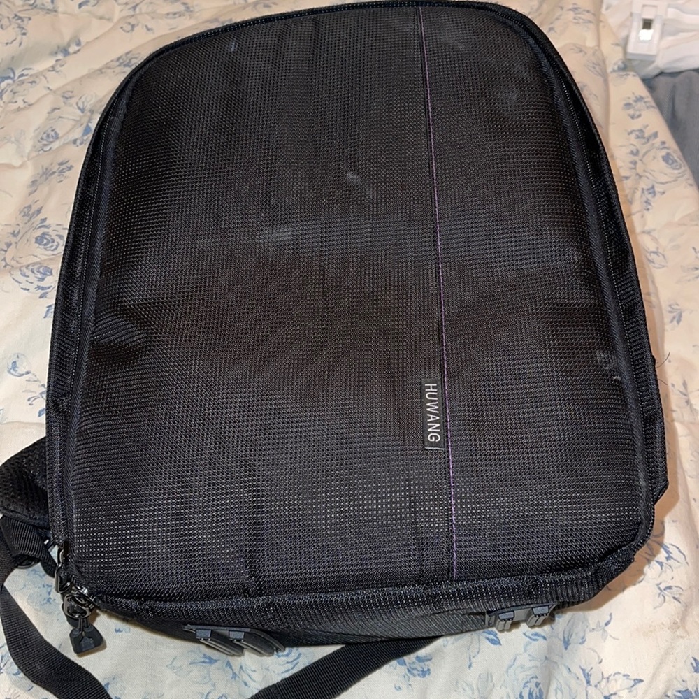 DSLR Camera backpack black with purple inside